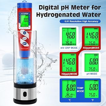 YINMIK Hydrogen Water Tester, Digital pH Meter for Hydrogenated Water
