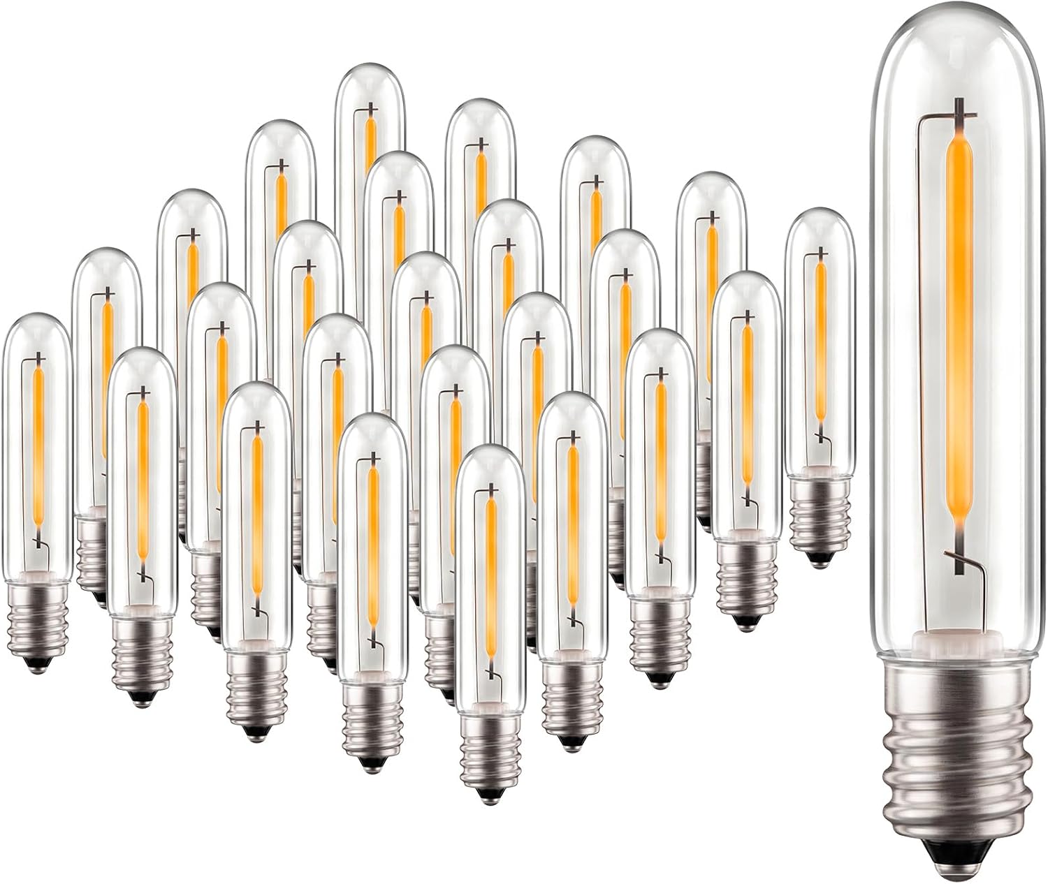 25 Pack E12 LED T13 Replacement Bulbs, 0.6W Dimmable Waterproof Candelabra Base Bulbs, 2700K Warm White, for S14 G40 C7 String Lights, Chandeliers, Outdoor Patio & Night Lights