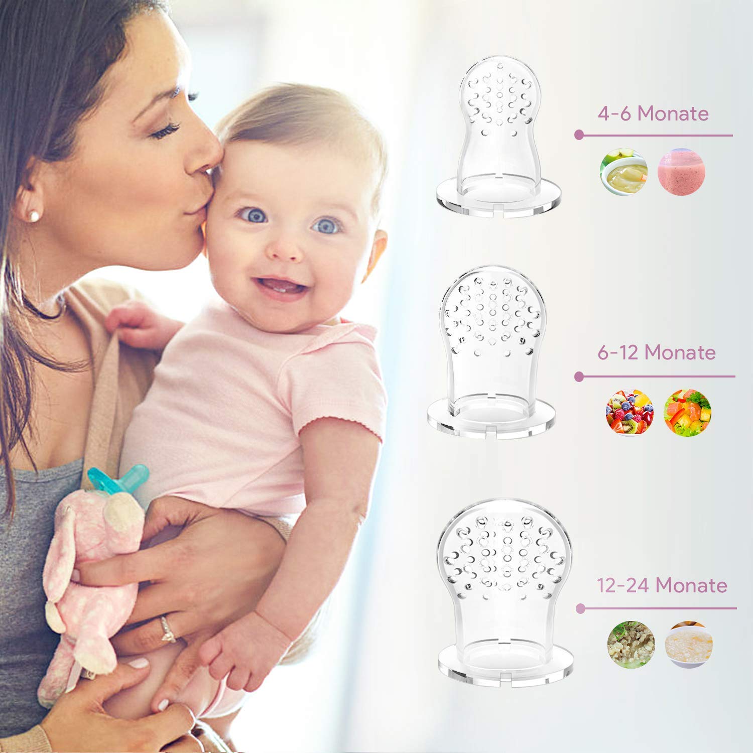 3x Premium Ersatzsauger für Fruchtsauger Primamma MAM BABYLOVE DM Haakaa NUK Silikon Ersatz Sauger in 3 Größen - BPA-frei