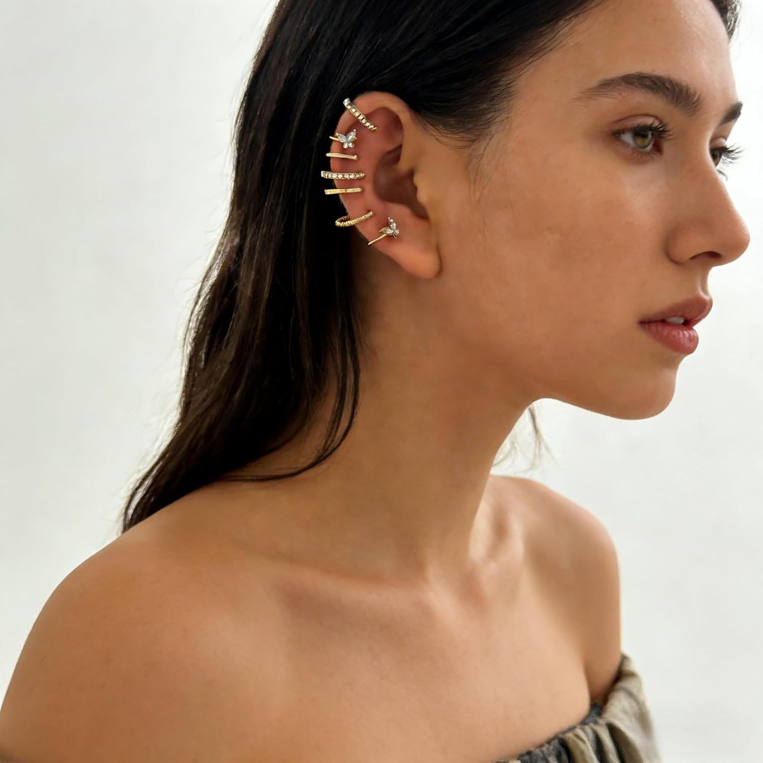 6 Pcs Ear Cuffs for Women Non Piercing,Butterfly Ear Cuff Earrings Dainty Clip on Cartilage Earrings Adjustable Fake Earrings Set