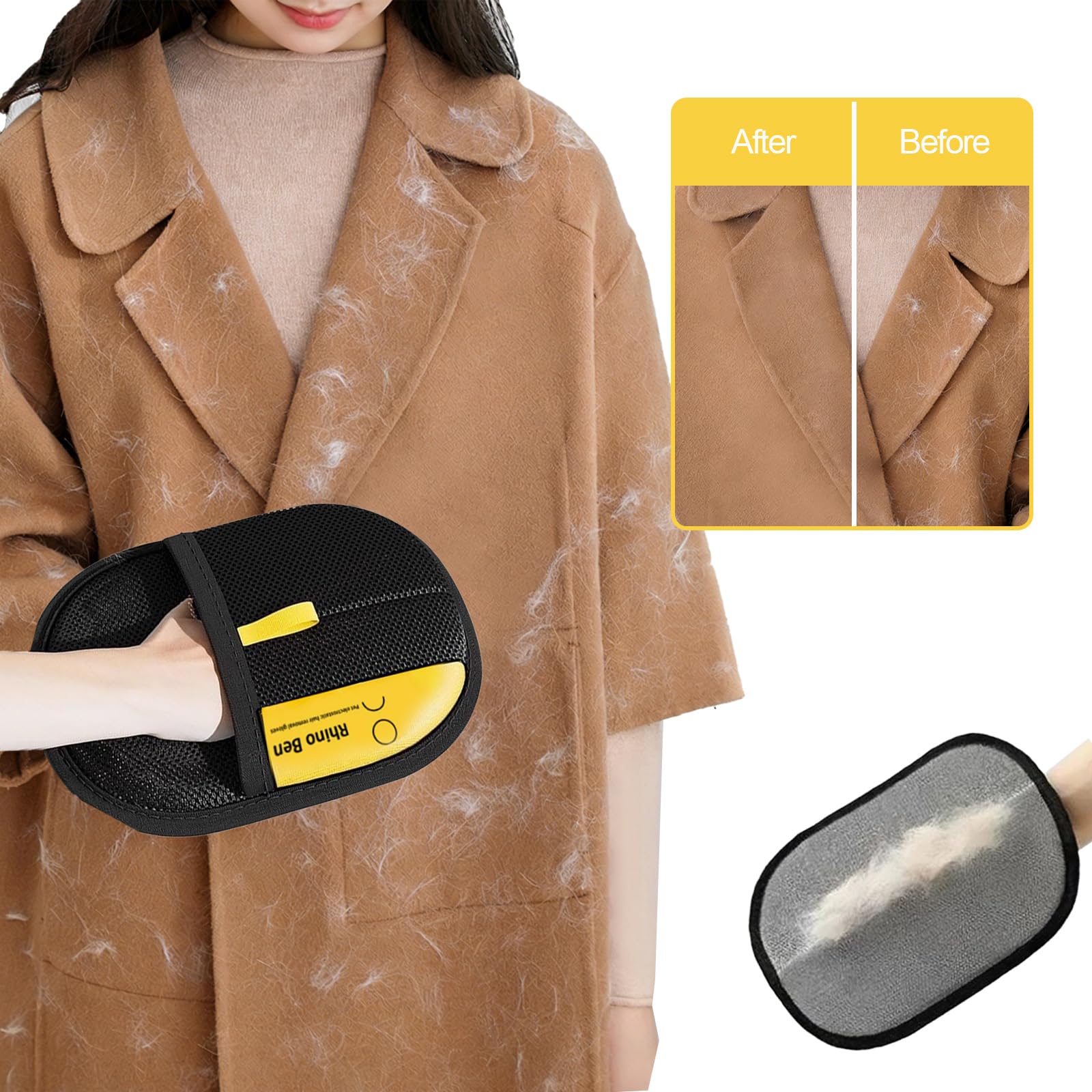 MiracDan Gants de Toilettage Double Face Antistatiques 2026, Gant Anti Poils Animaux Réutilisable Pour L'épilation des Poils de Chat Chien sur Canapé Tapis Siège Auto Lit, 1Pac - 5