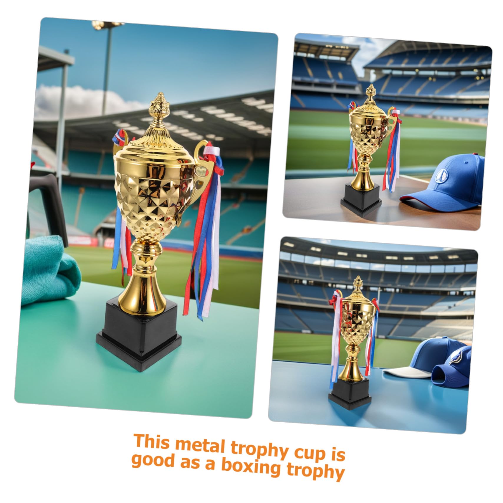 Abaodam Copa de Trofeo Grande Dorada de Metal para Competiciones | Diseño Clásico y Elegante, Fácil de Manejar, Durabilidad Prolongada, Adecuado para Atletas y Torneos de Hockey