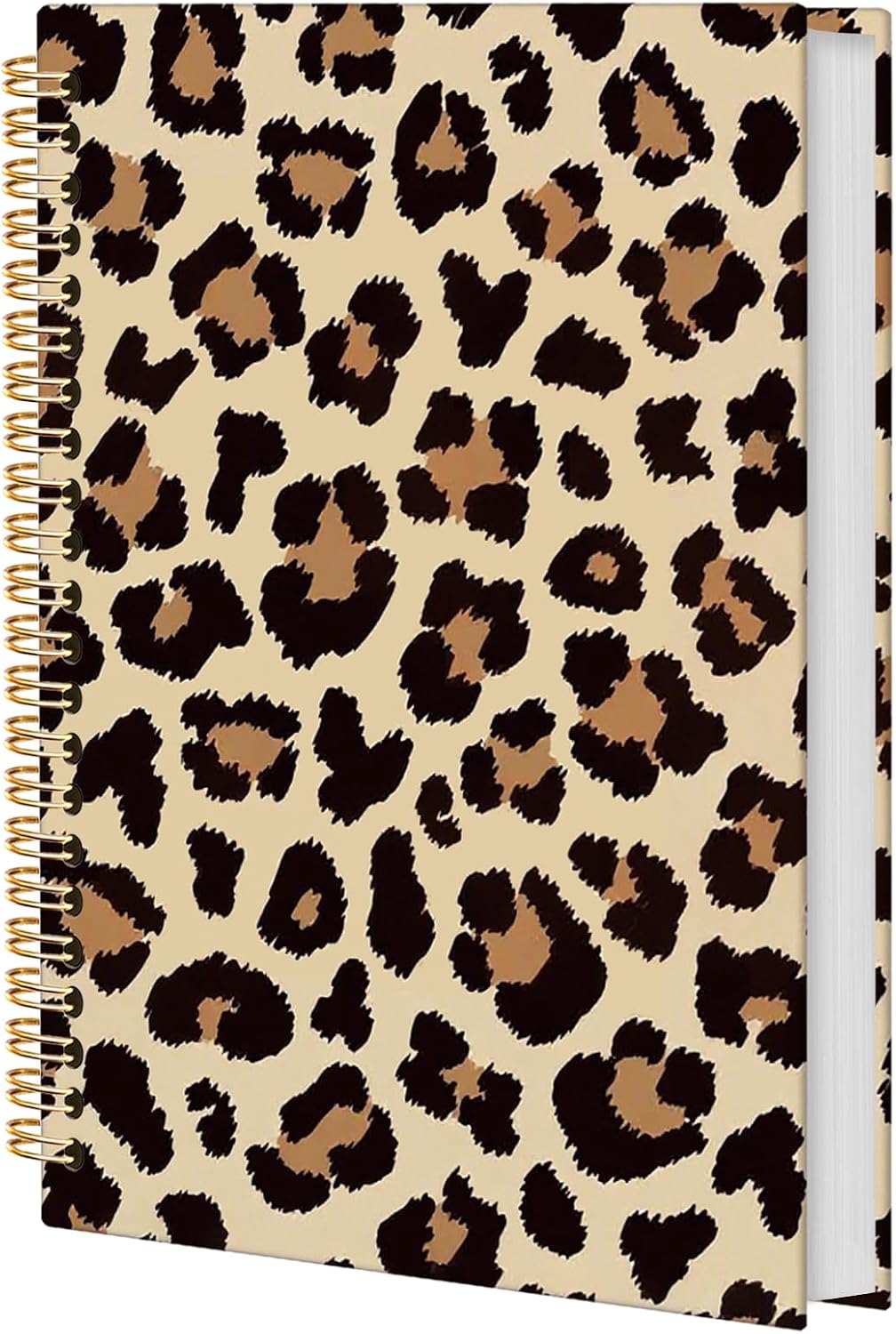 Brown Leopard Print Spiral Notebook,Cheetah Print Notebooks for Note Taking,Preppy Black and Brown Journals for Writing,Girly Office Supplies, 5.5x8.3 Inch