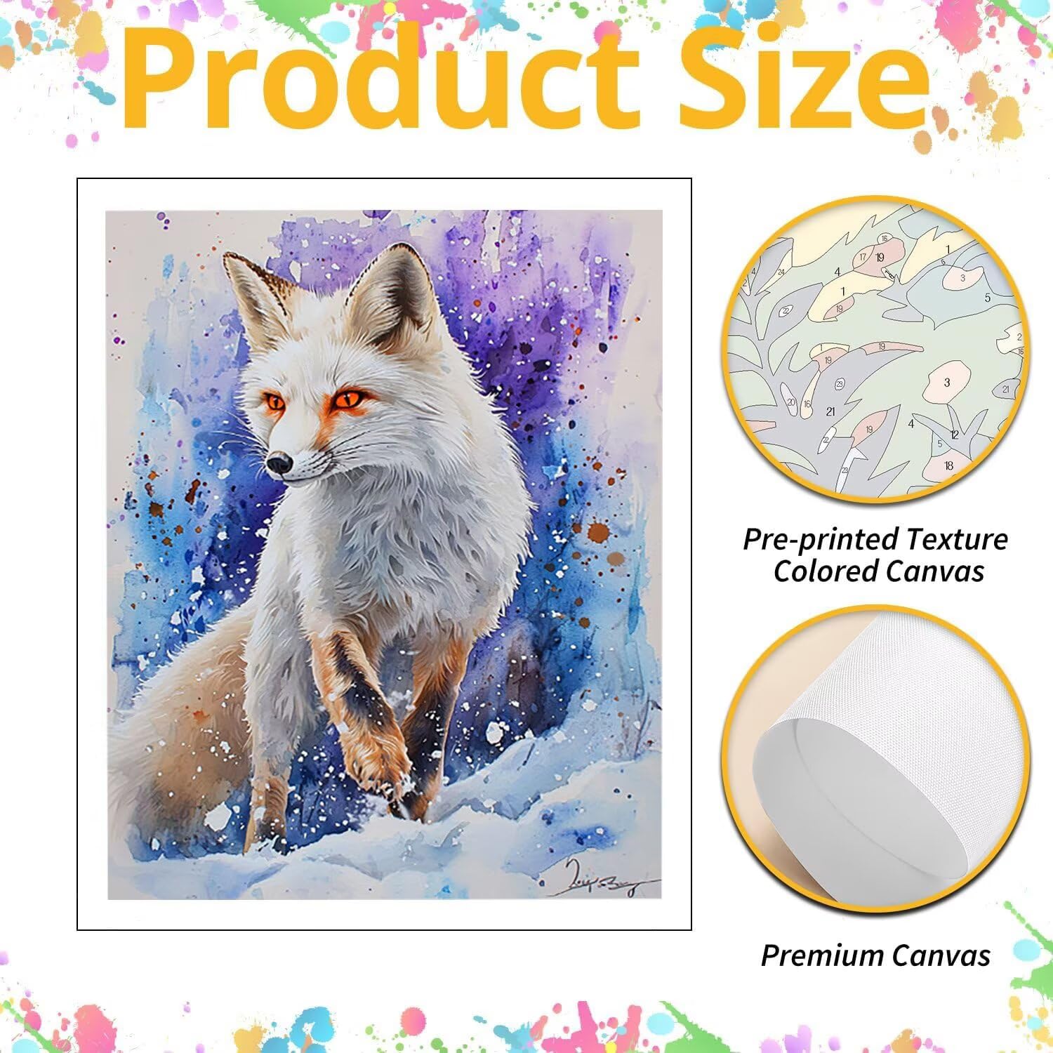 WEISHIWE Volpe animale Dipingere con i Numeri per Adulti, 70x90cm a-178 | Paint by Numbers Kit con Pennelli e Acrilico Pigmento, Fai da te Olio La Pittura di Numeri Kit, Decora la Casa, senza Cornice