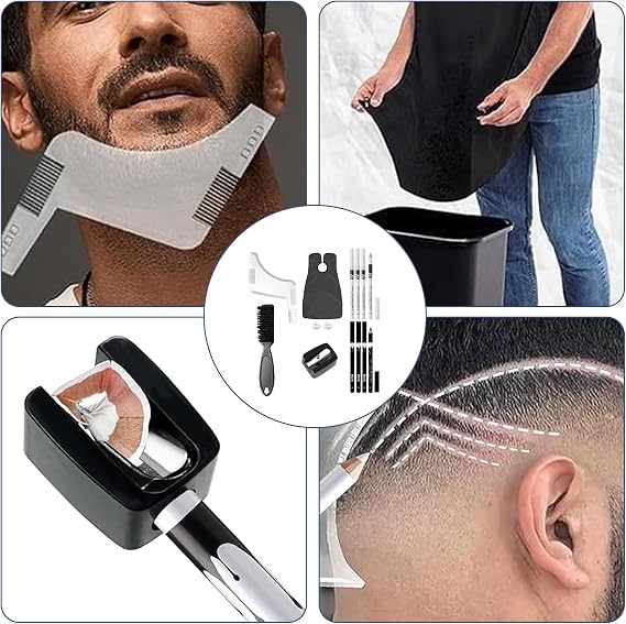 2pcs Beard Shaper with SuspendersBeard Shaper Tool, Adjustable Beard Styling Guide Comb for Precision Trim, Easy Facial Hair Shaping Kit for Men Grooming and Styling