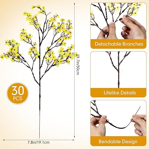 Miniatura 9 de 30 piezas de flores artificiales de seda de gypsophila para el hogar, cocina, boda, arreglo floral, centro de mesa, centro de mesa, decoración de