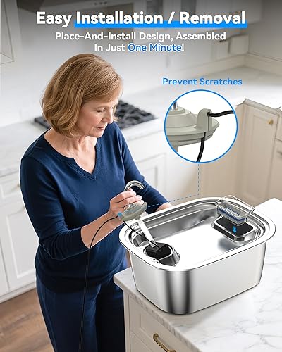 Miniatura 3 de Fuente de agua para perros de acero inoxidable de 3 galones para perros grandes, fuente de mascotas, dispensador automático con ventana superior y