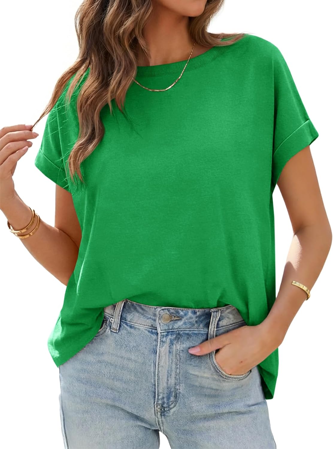Tankaneo Womens Oversized T Shirts Summer Short Sleeve Tops Casual Loose Fit Boxy Basic Tees