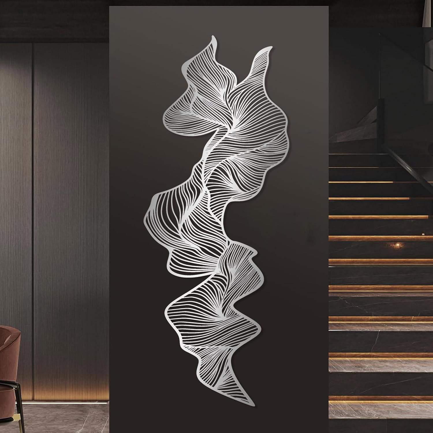 Amazon.com: Abstract Metal Wall Art, Abstract Line Wall Art, Mid ...