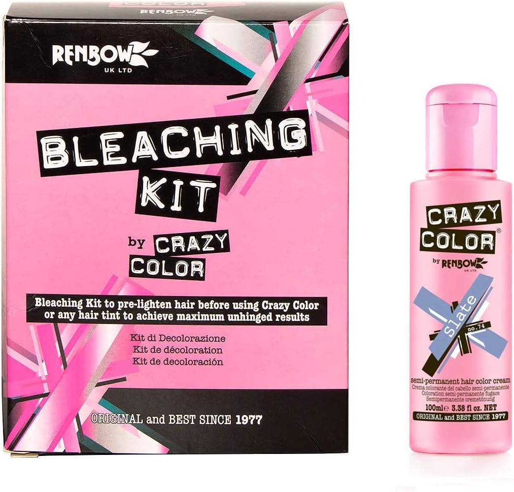 Crazy Color Hair Dye 100ml - Slate and Bleaching Kit