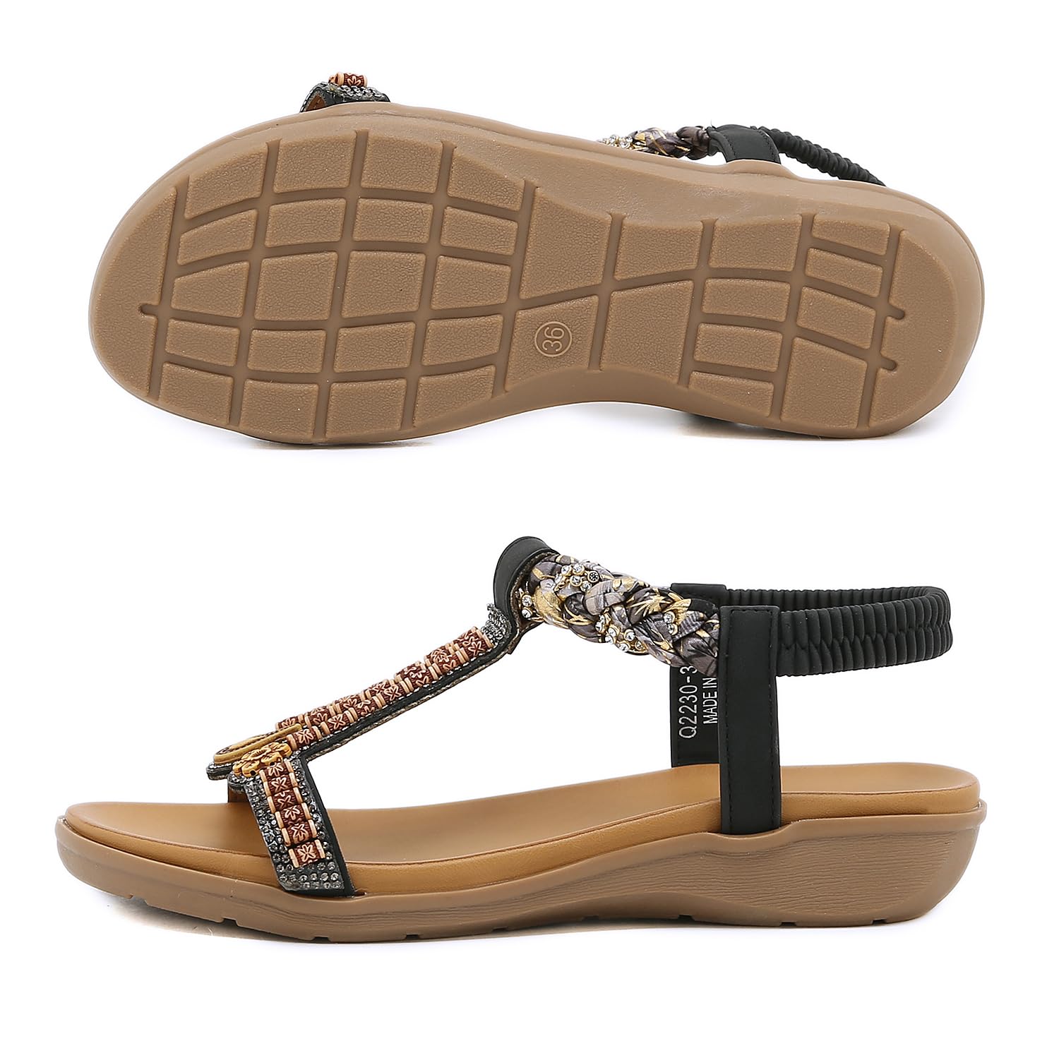 Meik Mangni Donna Sandali Piatti Estive Bohemia Pantofole Infradito da Spiaggia Ciabatte Antiscivolo Punta Aperta 36-42 EU