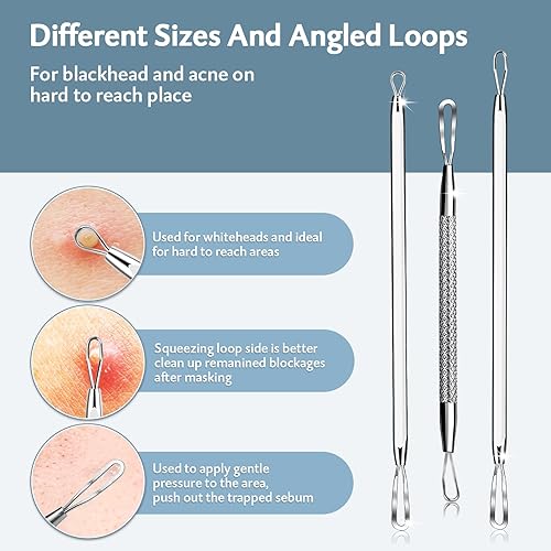 Miniatura 3 de Kit de herramientas para eliminar la cabeza negra 10 unidades herramienta extractora de espinillas de comedone kit de acné para puntos negros brotar