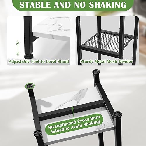 Miniatura 3 de Soporte para plantas extra alto para interiores, soportes para plantas de 40 pulgadas, soporte de metal de 3 niveles con estante de madera