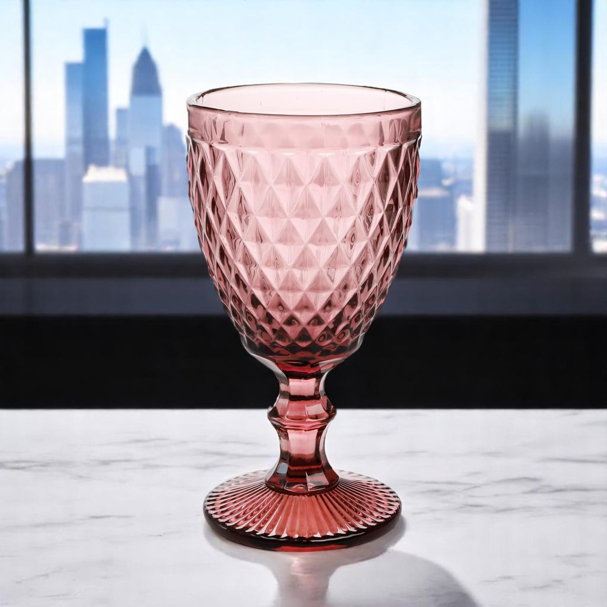 Roi Vintage 6 Pièces Set Filet De Verre À Vin - Verres À Boire Longs - Mauve