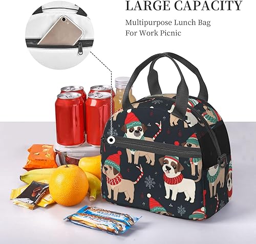 Miniatura 4 de Bolsa de almuerzo para perros con texto en inglés "Merry Christmas", bolsa de almuerzo impermeable para mujer