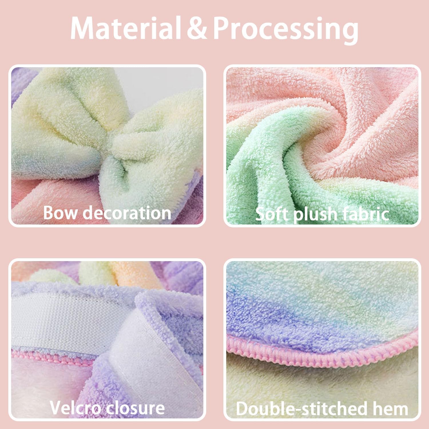 YMSHOPE Women's Rainbow-Style Stretch Towel Set Soft, Comfortable, Sweat-Absorbent, and Quick-Drying Adorable Stretch Towels, Perfect for the Bathroom or Pool (with Hooded Cap).