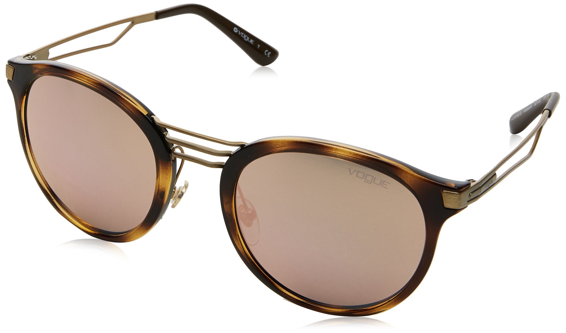 VogueEyewear Women's 0VO5132S W6565R 52 Sunglasses, Havana/Greymirrorrosegold