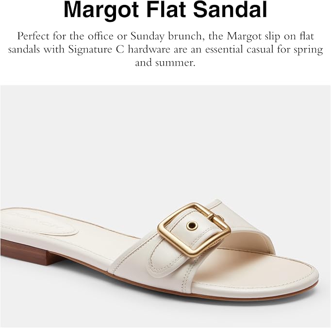 COACH Women's Margot Leather Flat Sandals