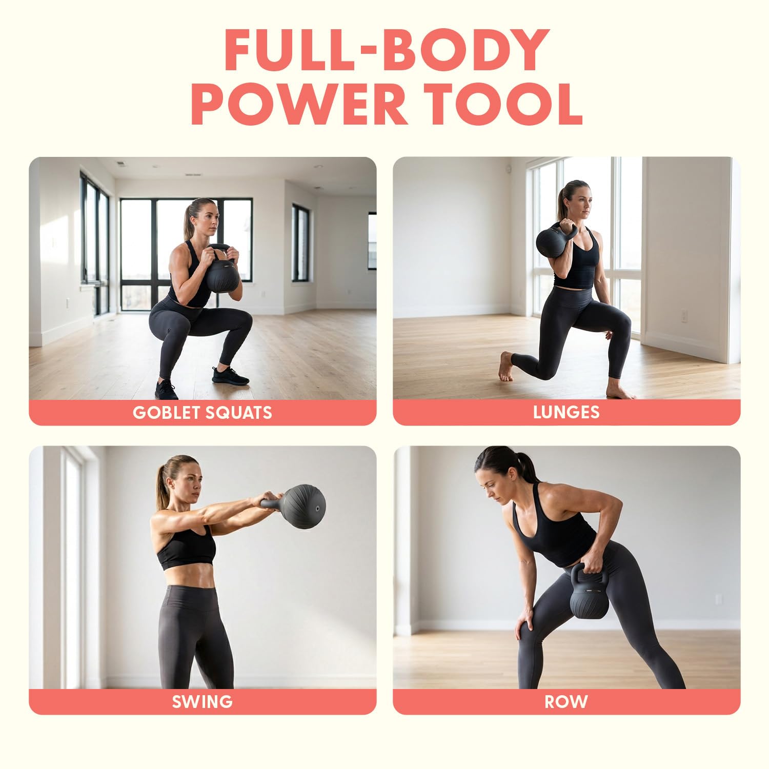 Squatz Soft Drop Kettlebell zestaw do treningu siłowego w domu – zestaw hantli kettlebell z amortyzowaną podstawą i szerokim uchwytem, bezpieczna konstrukcja, 6,8 kg, 9,1 kg i 25 lbs do treningu