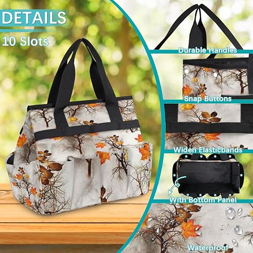 Miniatura 5 de Fall Maple Leaves Trees Garden Tool Tote Bag for Women Men Gardening Tool Storage Bags with 10 Pockets Standable Garden Home Tool Kits Organizer for