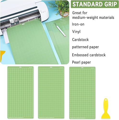 Miniatura 4 de IModeur Paquete de 3 alfombrillas de corte para Cricut, 12 x 24 pulgadas, alfombrillas de corte de agarre estándar verdes para accesorios Cricut,