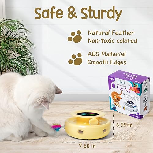 Miniatura 3 de ORSDA Juguetes interactivos 2 en 1 para gatos de interior, bolas de juguete automáticas para gatos, juguetes de plumas emboscadas con 6 plumas