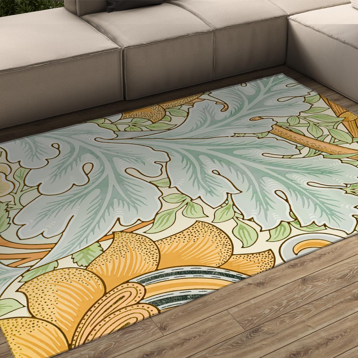 Tapis mince moderne imprimé floral antidérapant de 180x240cm