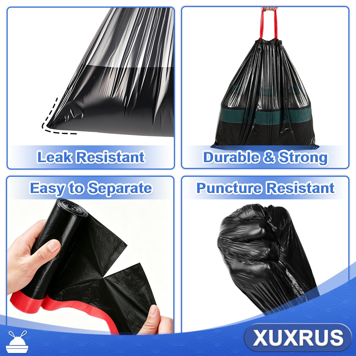 XUXRUS Tretmüllbeutel, 20 l, Badezimmer-Müllbeutel, klein, schwarz, 144