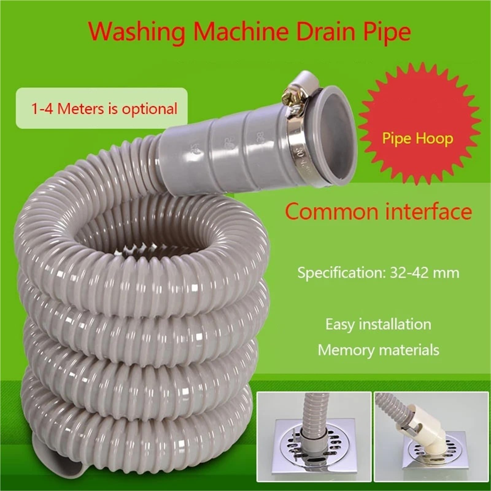 Tubo Di Uscita Di Drenaggio,Compatibile Con Tings Lavatrice Automatiche | Lavabo Lavastoviglie Allungamento E Estensione Downpipe(5 m send pipe hoop)