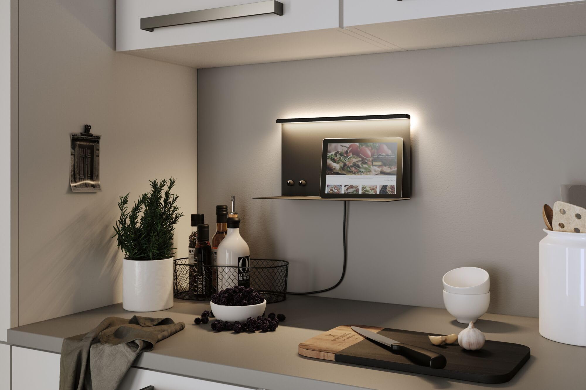 Paulmann 96773 LED Wandleuchte Jarina USB C 4,5 / 1x1,6W 540lm / 200lm dimmbar 350x170mm Schwarz matt Metall 3000K