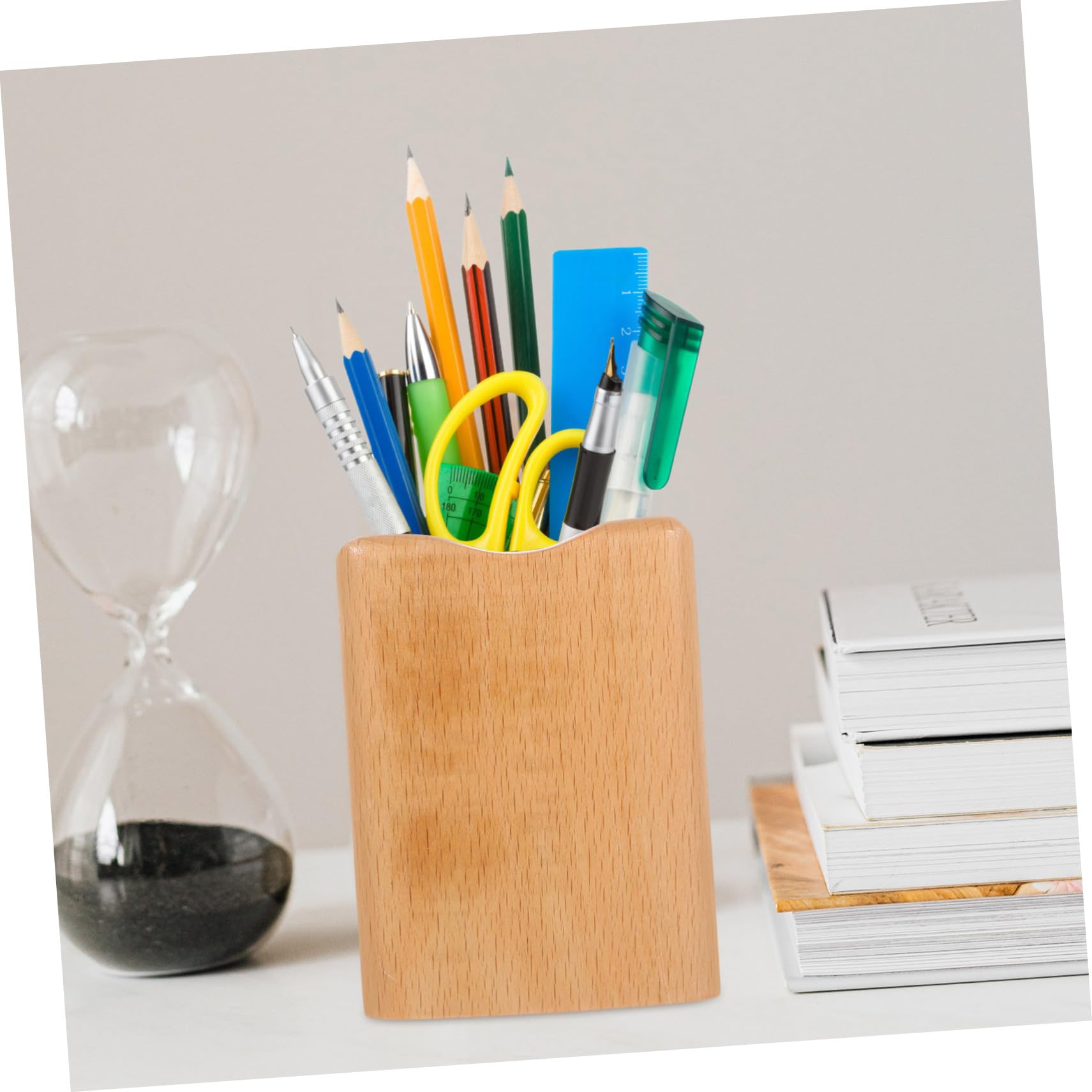 Uonlytech 3 Pièces Organisateur de Stylos pour Support de Pinceaux de Multifonctionnel Hêtre Rangement Pratique pour Fournitures Accessoires