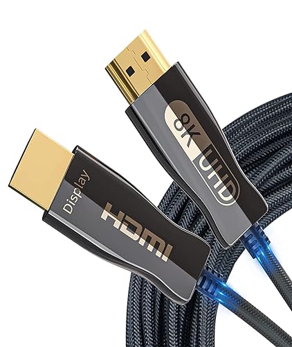 dyplay Cable HDMI 8K 2.1 48Gbps 50 pies, cable HDMI de fibra óptica de ultra alta velocidad para HDR ARC y VRR y ALLM, QTF y QMS, 8K @120Hz/60Hz, 4K