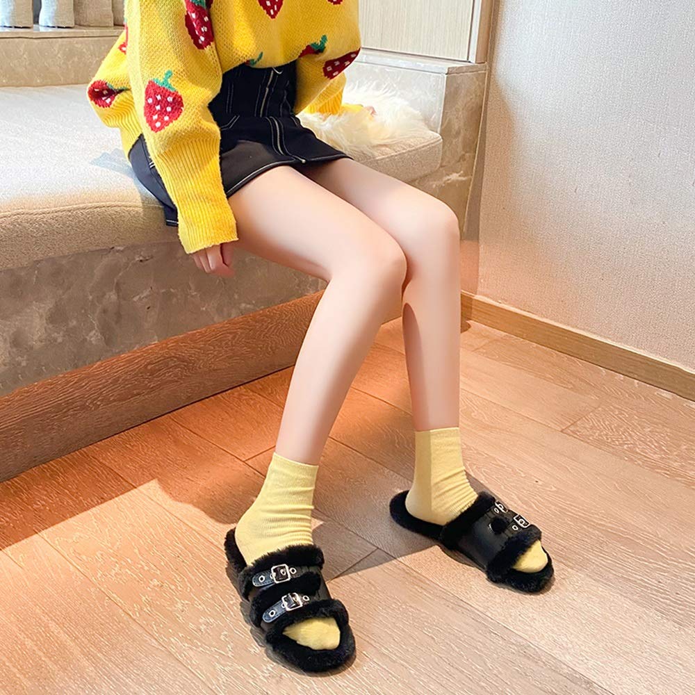 YHQZNLXQ Winter Hausschuhe Frauen Schuhe Flache Rutschen Frauen Flauschige Hausschuhe