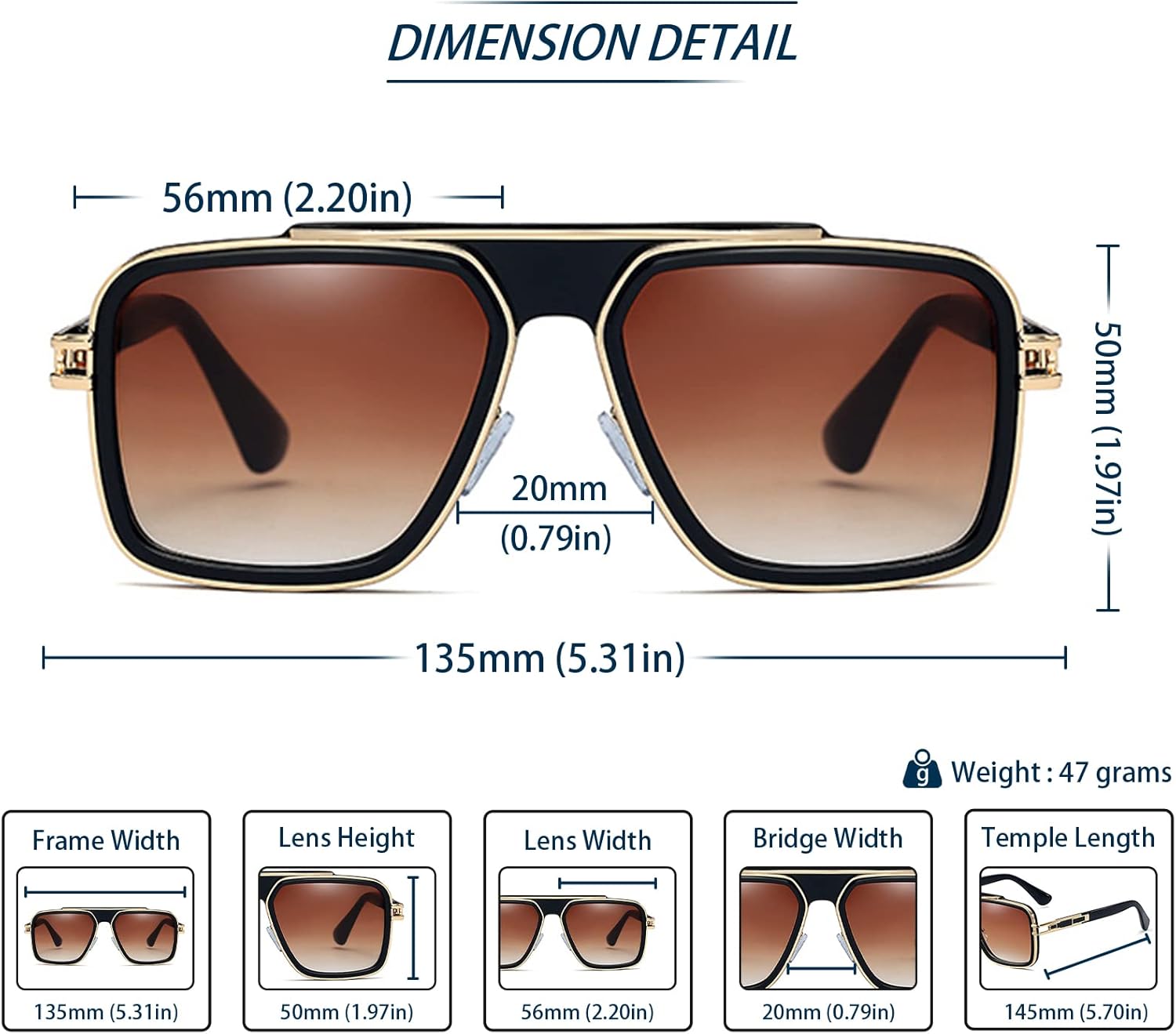 Trendy Retro Sunglasses for Men Women Stark Vintage Shades 70s Italian Fashion Square Metal Glasses - Image 3