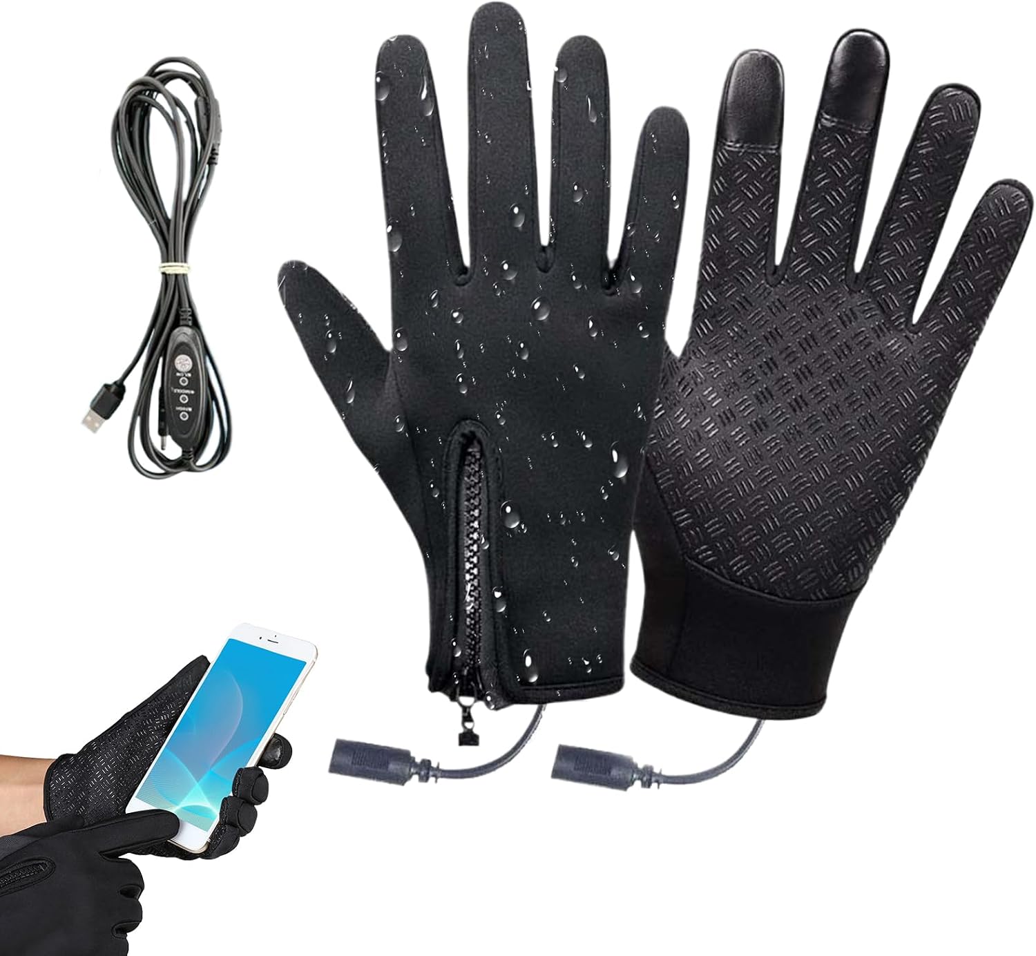 Electric Gloves | USB Heated Winter Biking Warm Gloves,Windproof Mittens 3 Modes for Outdoor Sports Running Hiking Motorcycle Driving Riding Bike Camping Scooter