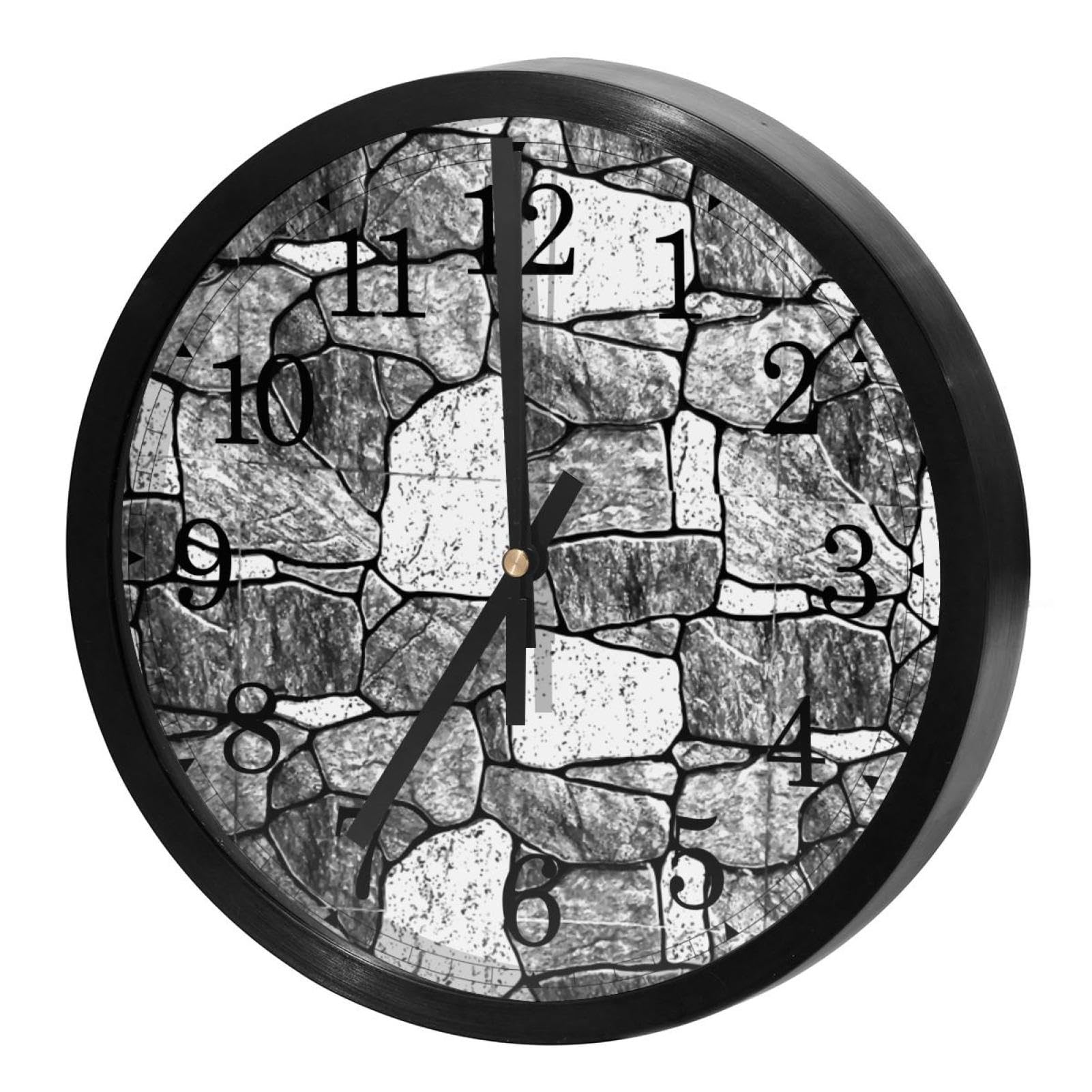 Horloge murale silencieuse pour cuisine et salon au design briques grises