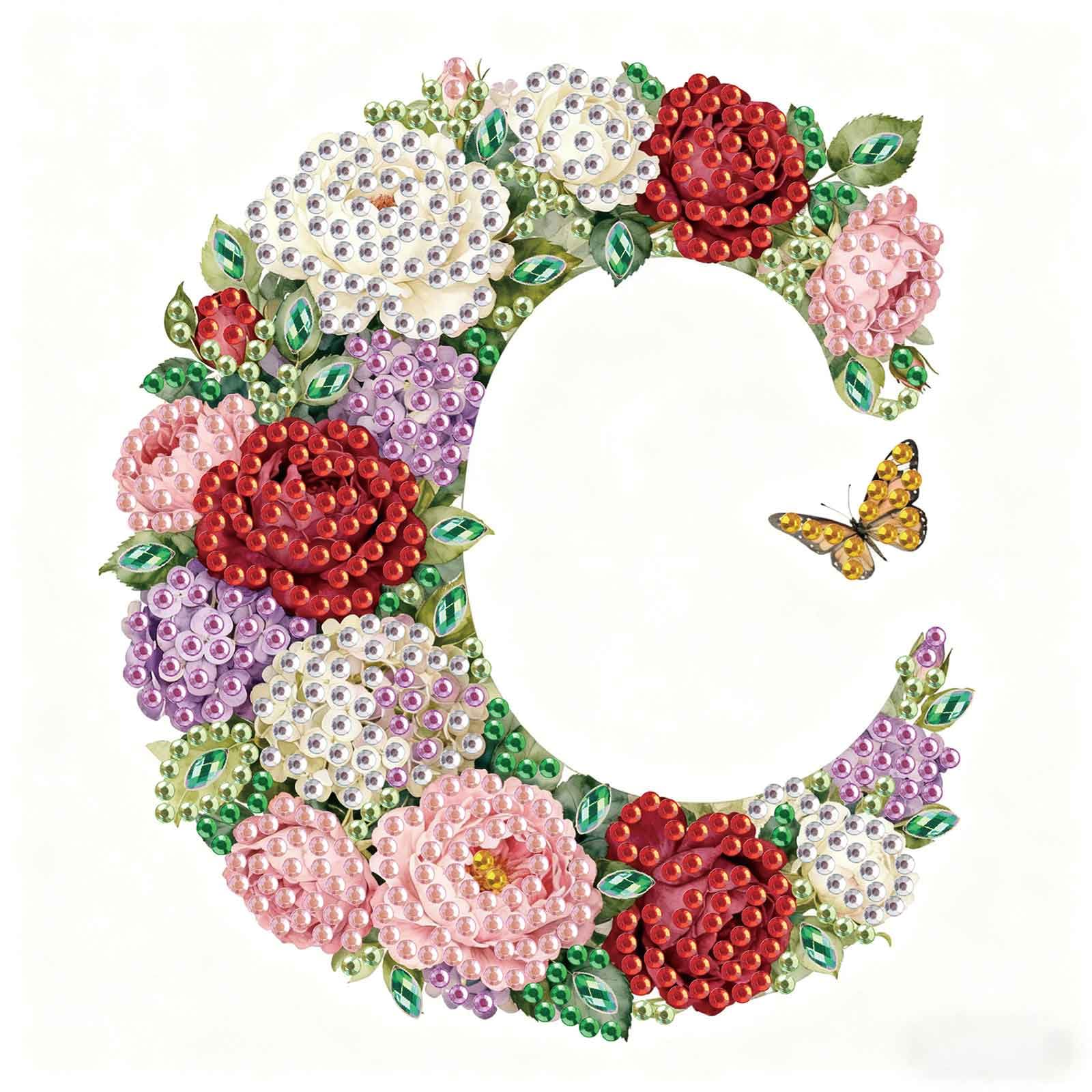 5D Diamond Art Kits - Floral Alphabet Designs -26