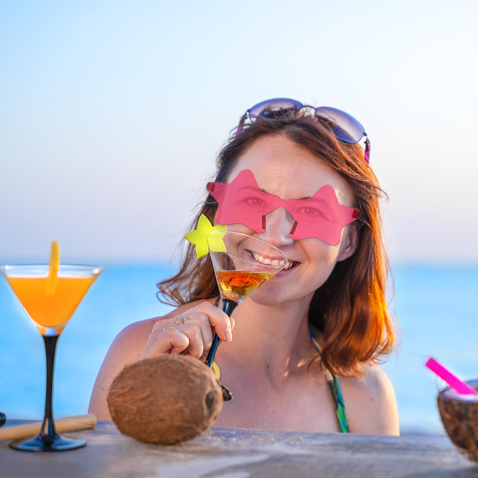 Ipetboom Gafas de Sol sin Montura Forma de Estrella 24 Piezas Multicolor Protección UV Accesorio Divertido para Fiestas Fotografía Playa y Celebraciones Infantiles