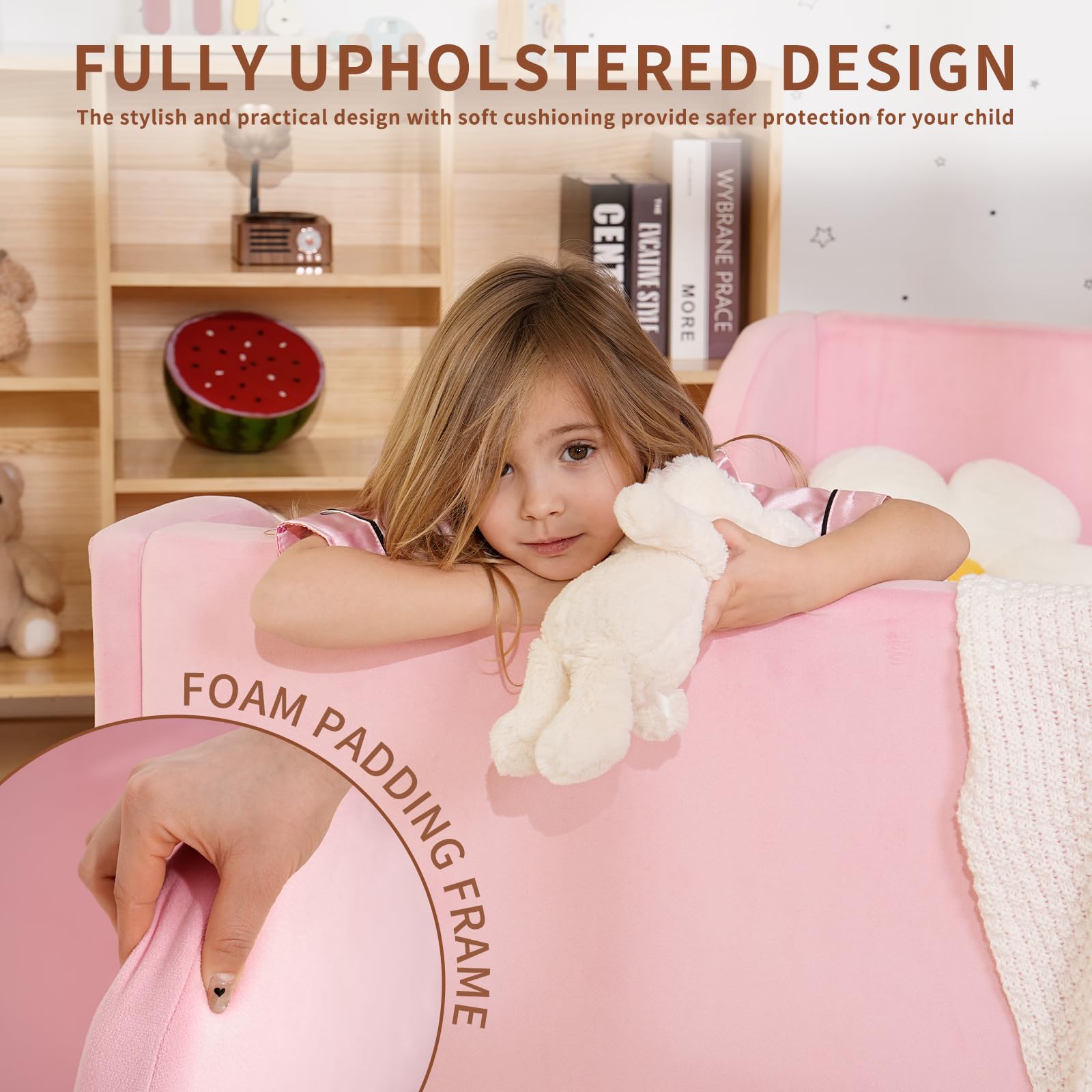Toddler Bed, Whole Soft Padded Kids Beds with Extra Safety Guardrail, Low Frame Bed for Toddlers Girls Boys Children, 140x70cm (Mattress NOT Included) — view 4