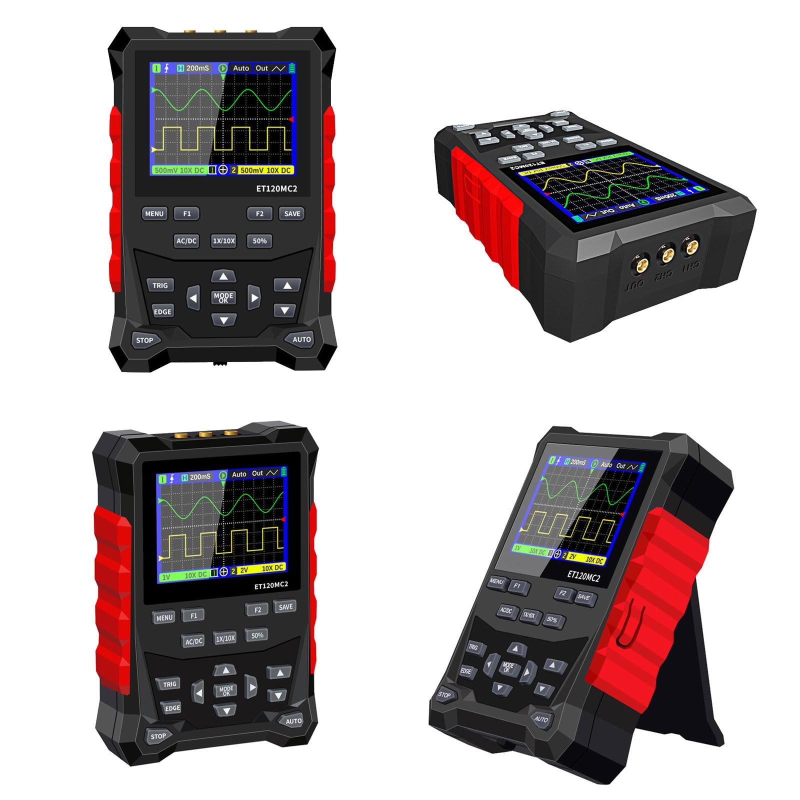 Oscilloscope numérique 500 Msa/s Taux générateur de formes d'onde 2 canaux Stockage Auto/Normal/Single ABS Oscilloscope