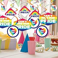 Vista 2 de Big Dot of Happiness Love is Love - Decoración colgante de fiesta de arco iris del orgullo - Remolinos de decoración de fiesta - Juego de 40