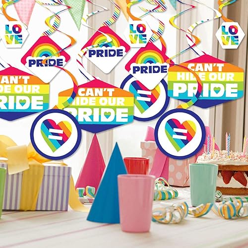 Miniatura 2 de Big Dot of Happiness Love is Love - Decoración colgante de fiesta de arco iris del orgullo - Remolinos de decoración de fiesta - Juego de 40