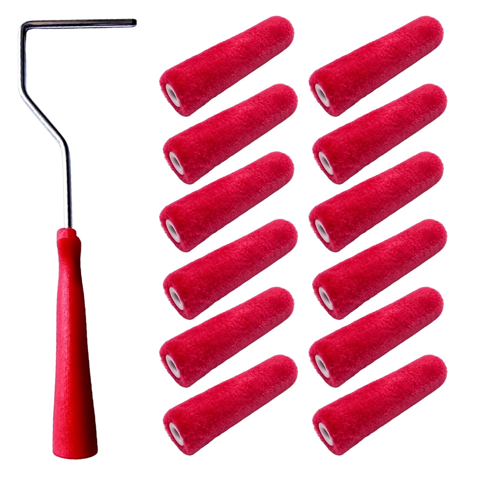 Gmbylby Red Highly Density Wool Paint Roller Portable Roller Paint Brush With Handle For Artistic Painting And Home Decoration Highly Density Wool