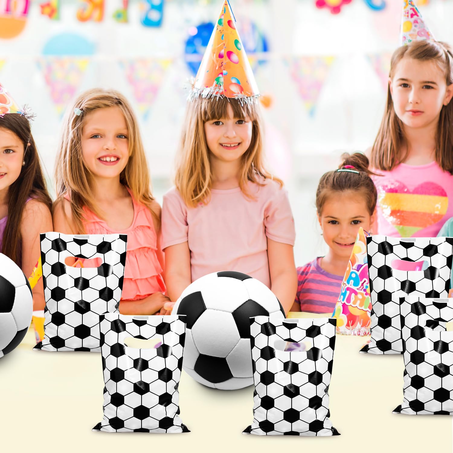 JIYIN Soccer Gift Bags, 50Pcs Plastic Soccer Goodie Snack Candy Treat...