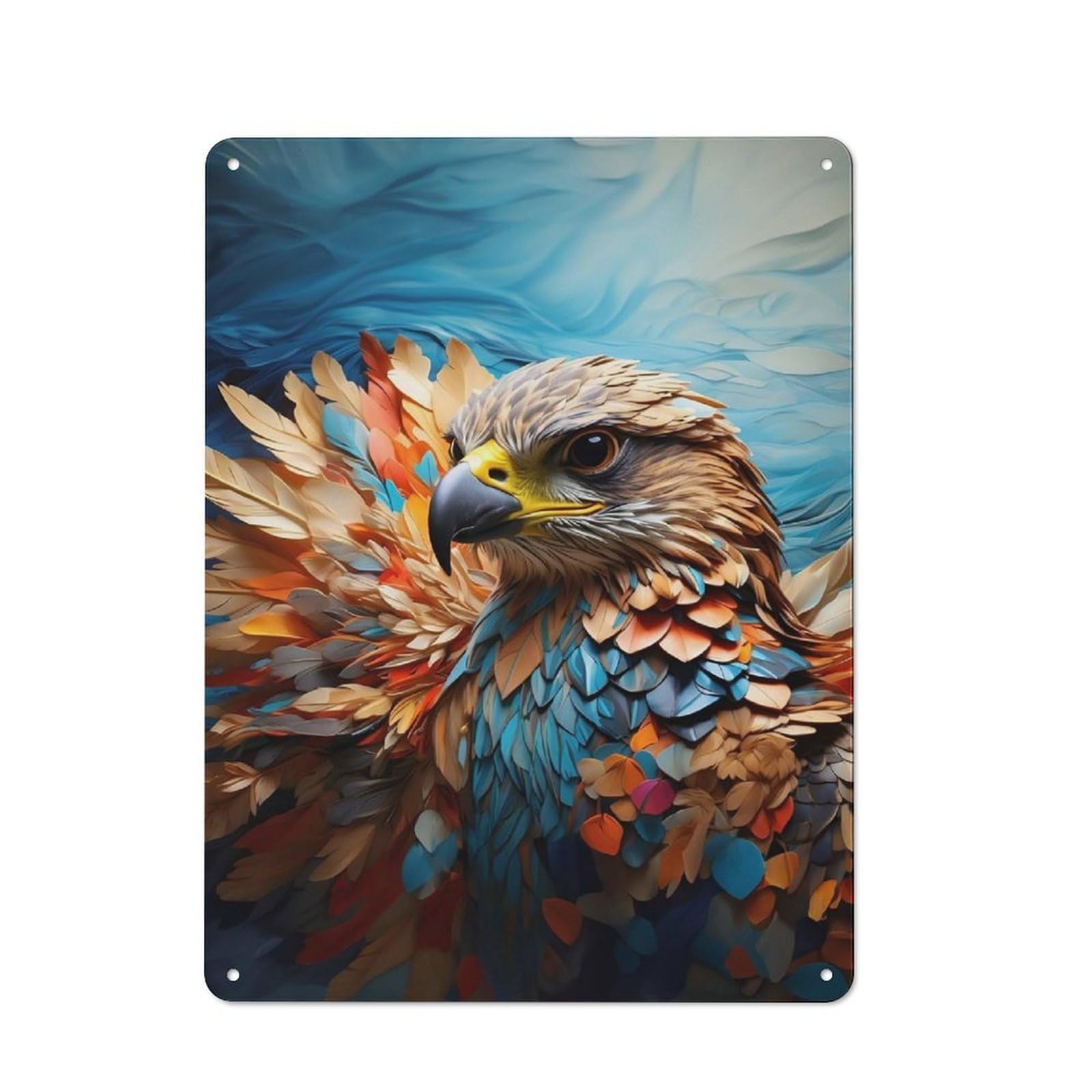 Junmoney Colorful Falcon Tin Wall Plaque 40X30cm With For Garage Or Workshop, For Living Room, Hallway And Entrance Wall Decor