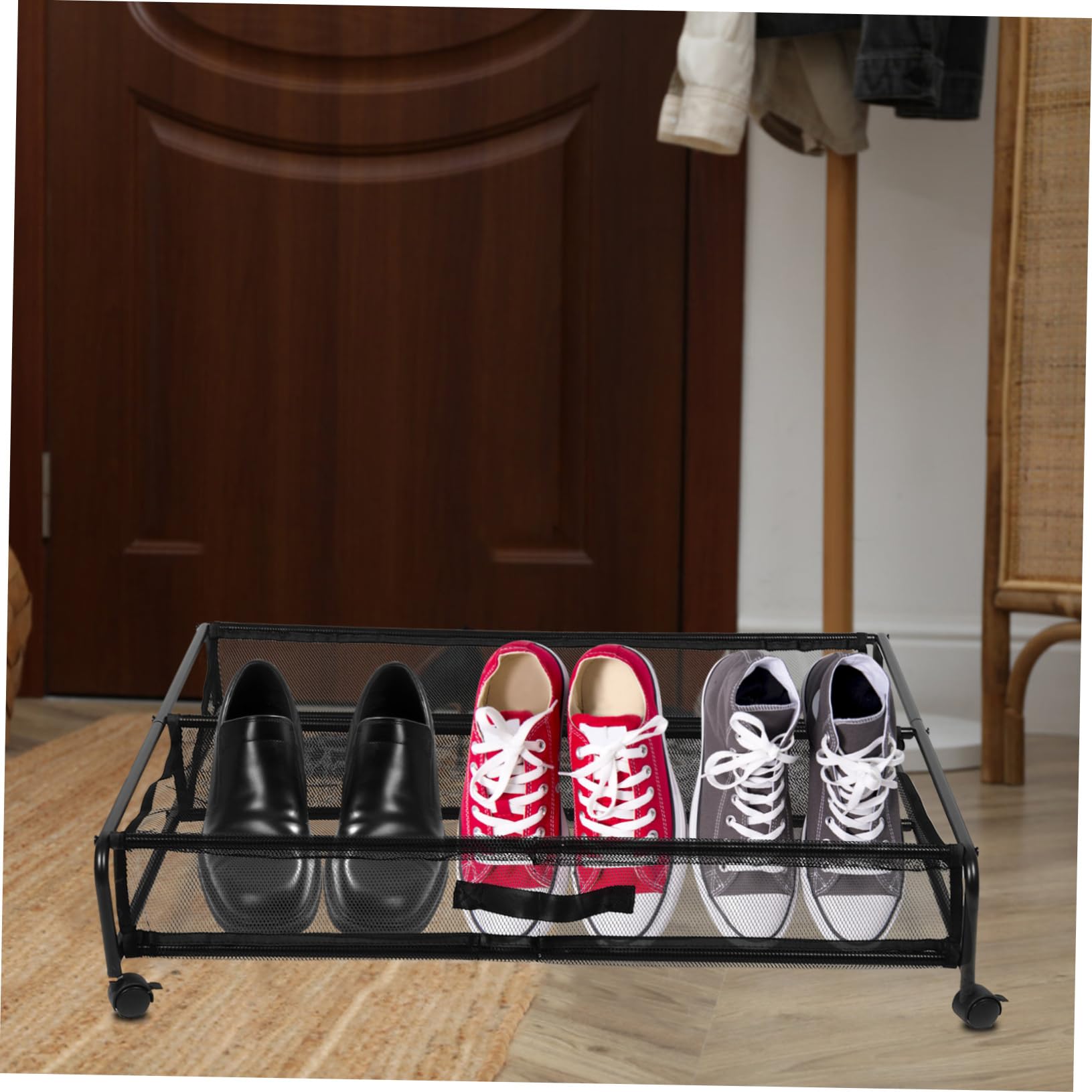 MAGICLULU Contenitore Sottoletto con Ruote, Scarpiera in Ferro con Rete Traspirante, Facile da Montare, per Scarpe e Oggetti Sotto Letto