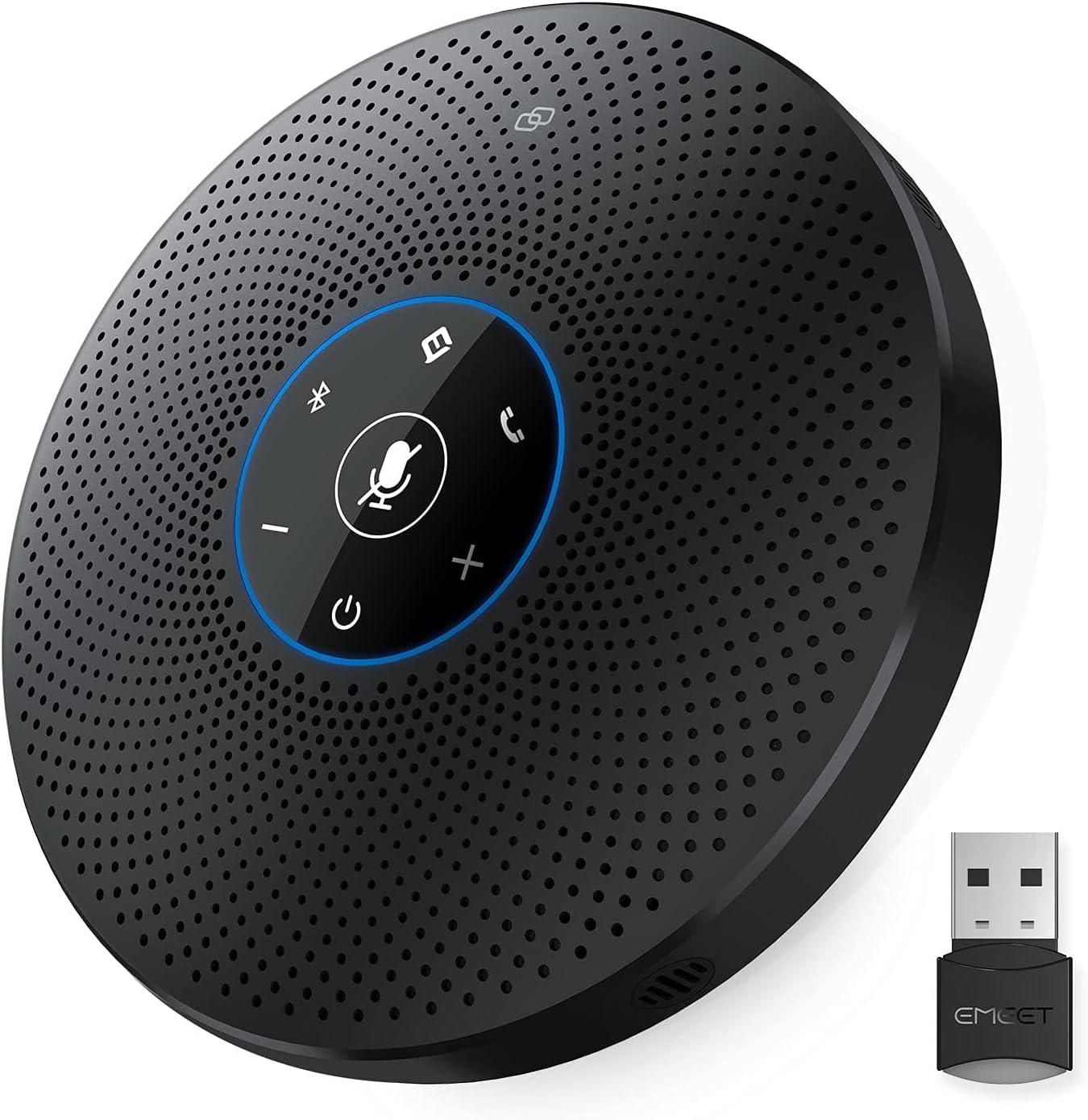 EMEET Bluetooth Konferenzlautsprecher - USB Freisprecheinrichtung mit 4 AImikrofonen, für 10-15 Personen Vollduplex Anruf, Konferenzmikrofon mit AUX, Dongle, Plug & Play, für Teams, Zoom usw