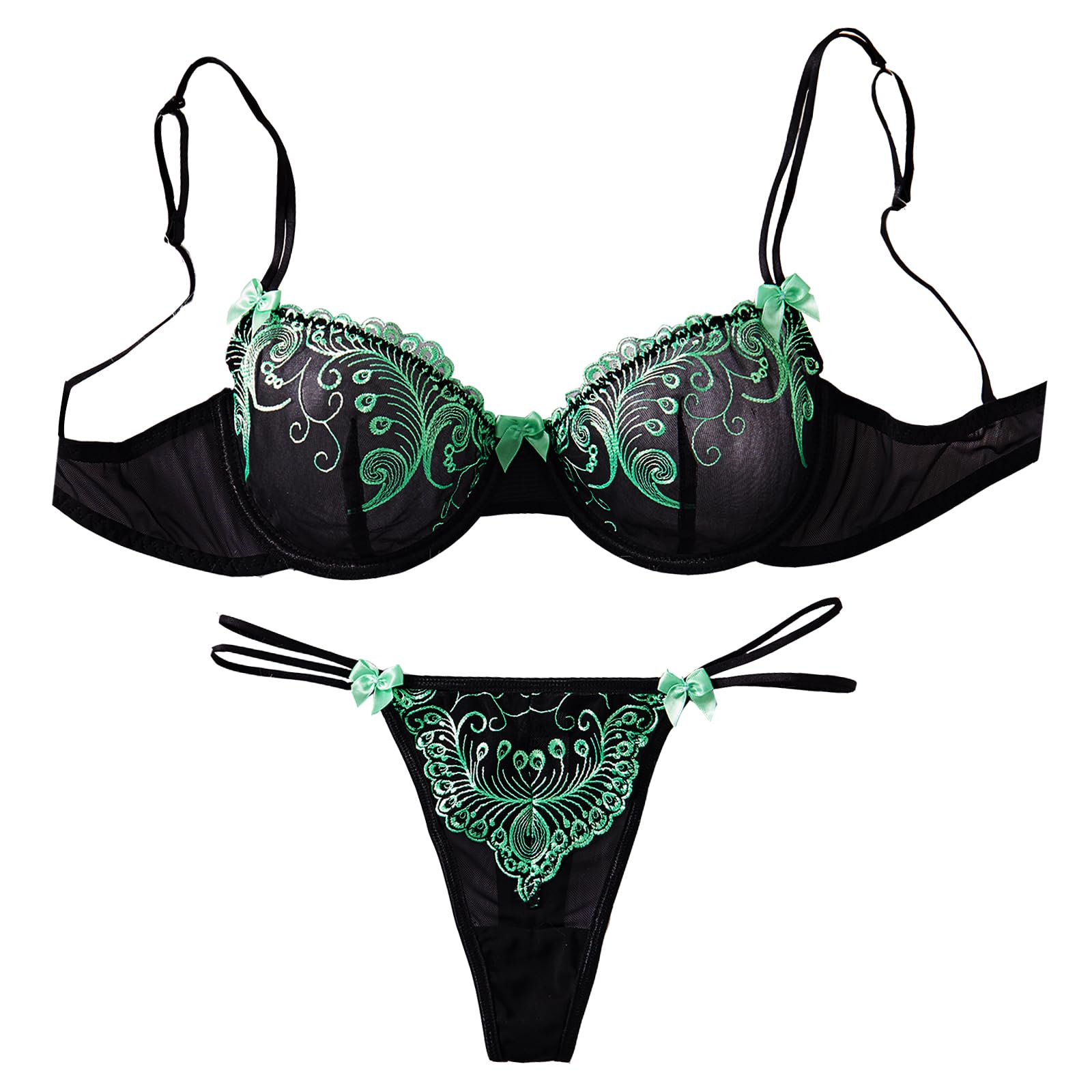Lingerie pour Femme Lingerie Sexy brodée Florale Ensemble Soutien-Gorge et Culotte