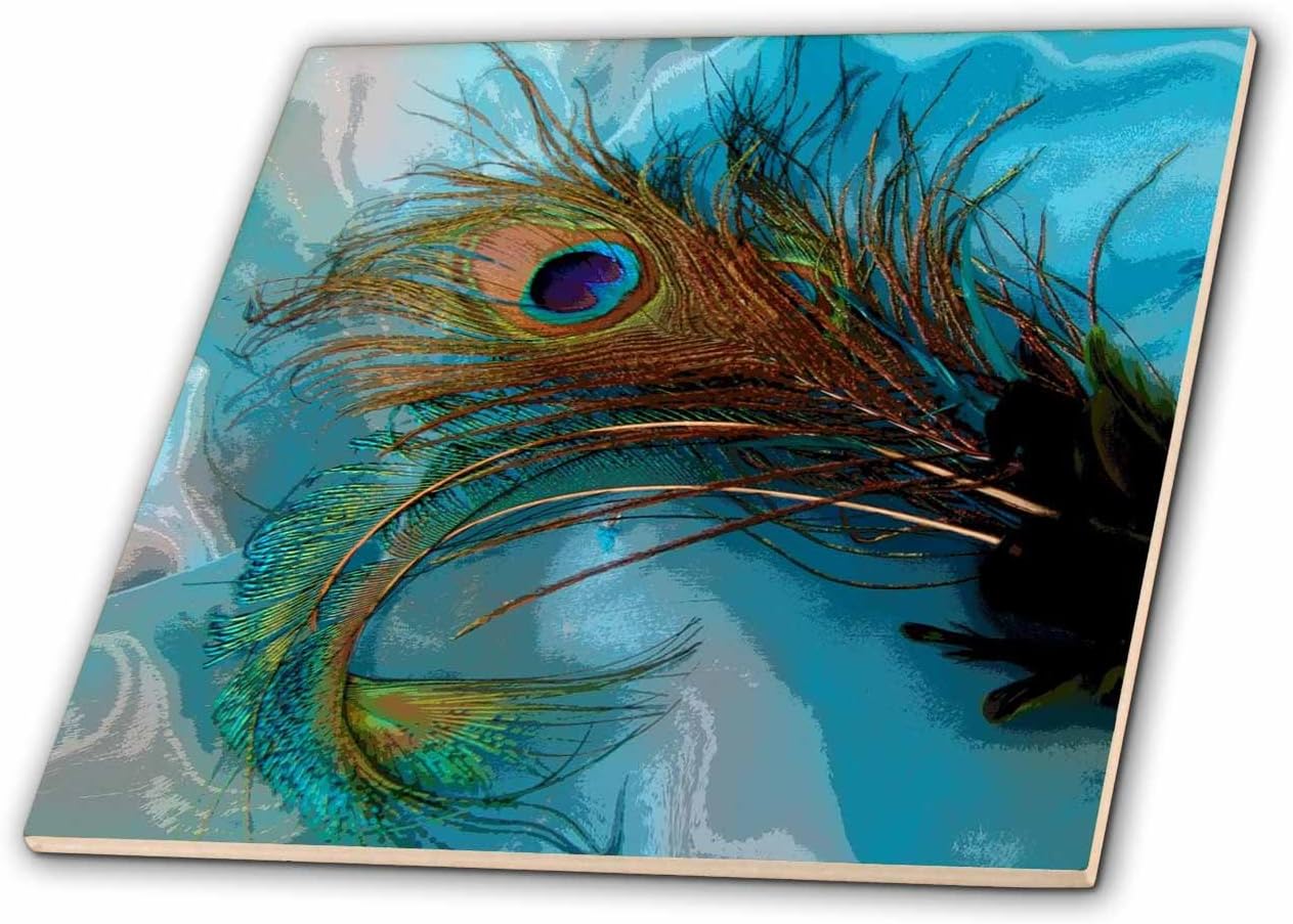3dRose ct_60467_4 Abstract Peacock Feather Ii Ceramic Tile, 12-Inch