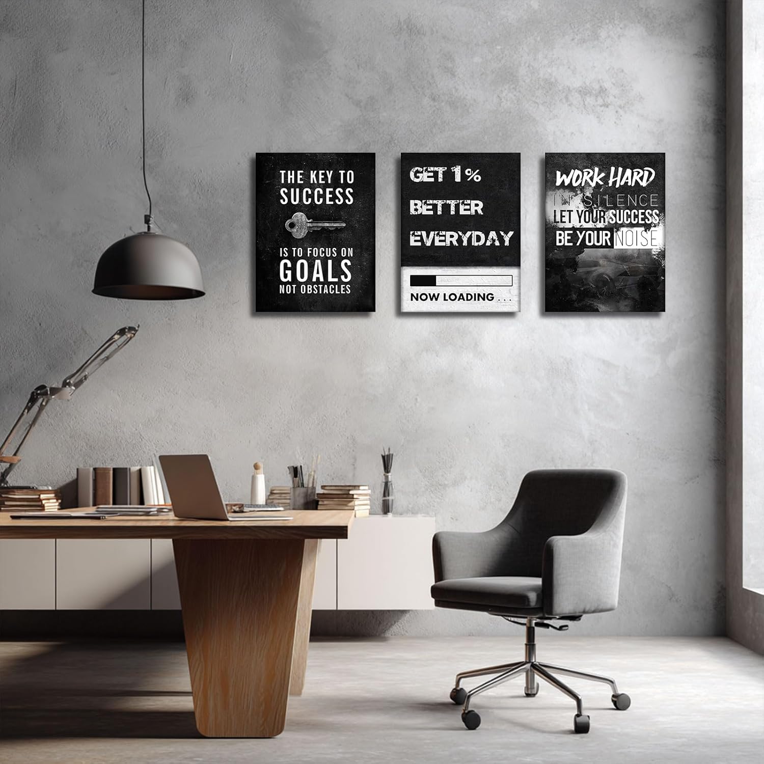 Motivational Wall Decor Inspirational Wall Art Canvas Poster Success Goal Artwork Entrepreneur Quote Painting Office Wall Decor for Bedroom Living Room Home Decoration Framed 12inch x16inch x3pieces